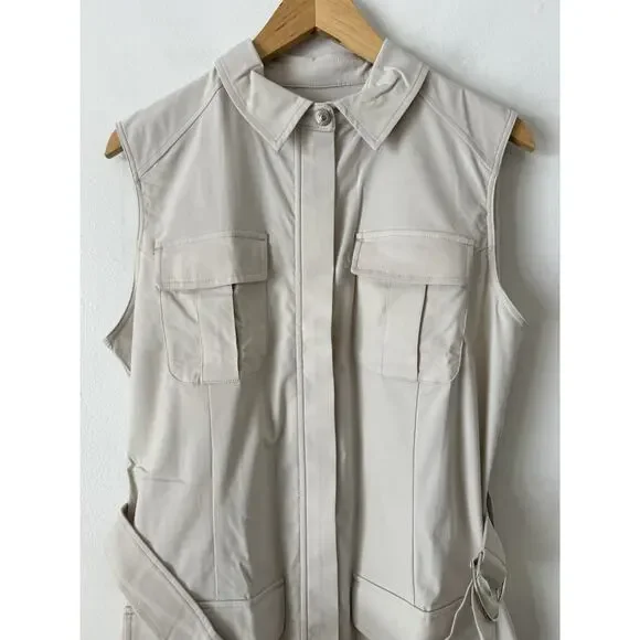 NWT Anatomie Mallory Utility Travel Midi Dress Size Large Stone Cargo Pockets - Picture 5 of 8